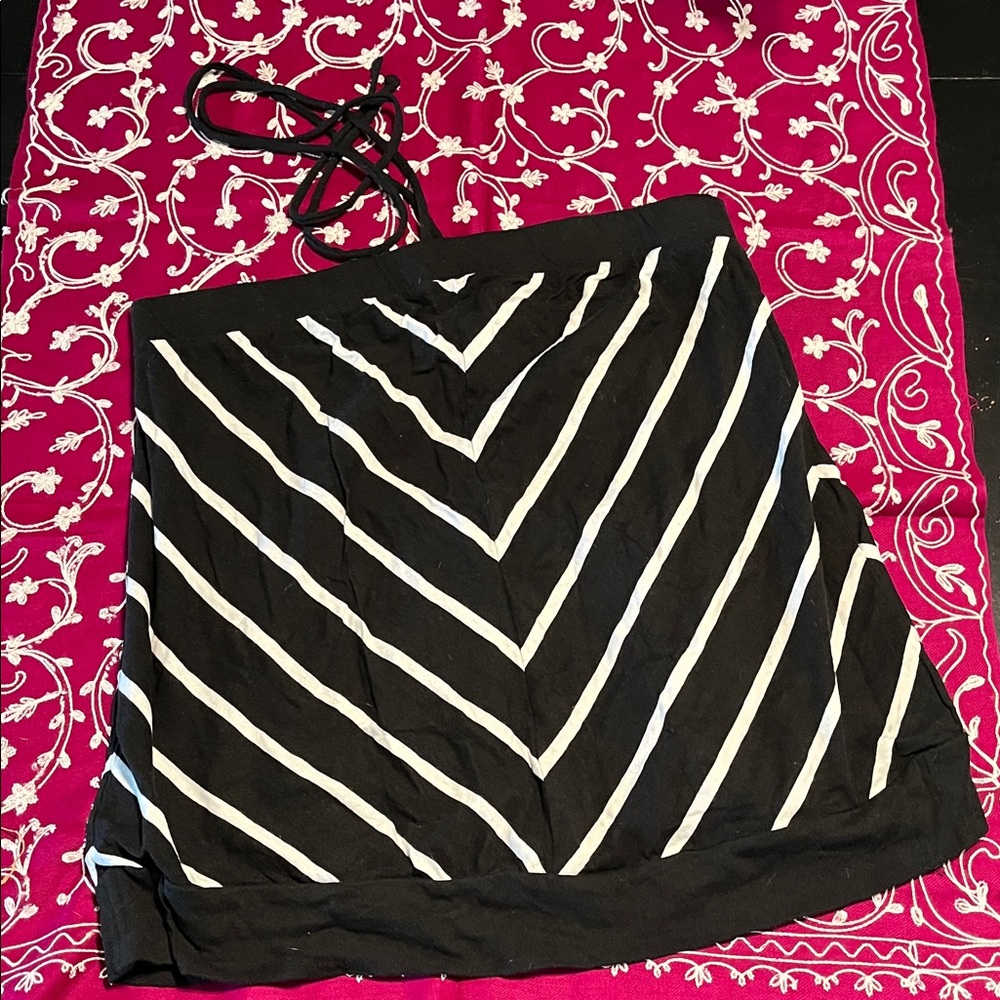 Torrid Black and White Striped Swim Coverup